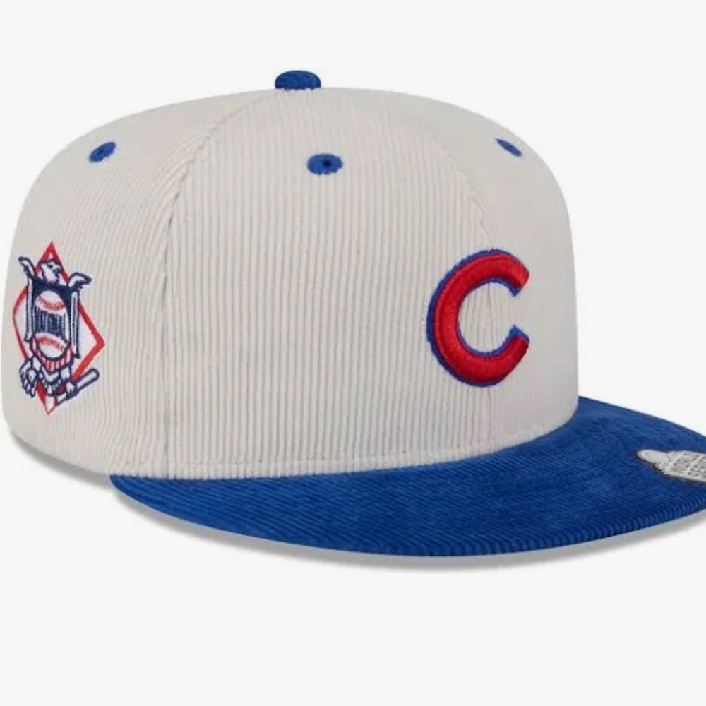 Men's Chicago Cubs New Era Cream/Royal Two-Tone Corduroy 59FIFTY Fitted Hat